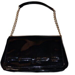Kate Spade Bag Mirra Bon Vivant Evening Faux Patent Leather Black Gold Chain